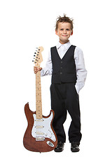 Image showing Boy holding a guitar