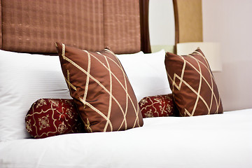 Image showing Pillows in Hotel bedroom