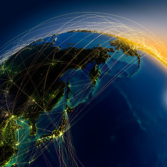 Image showing Main air routes in Japan and the Far East