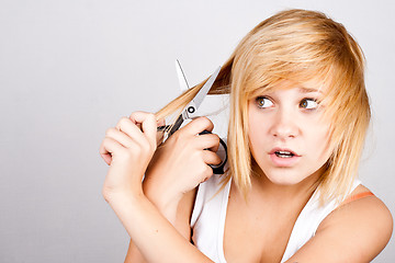 Image showing woman with scissors