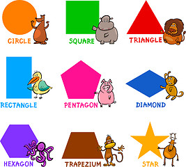 Image showing Basic Geometric Shapes with Cartoon Animals
