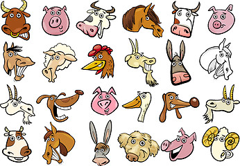 Image showing Cartoon farm animals heads huge set