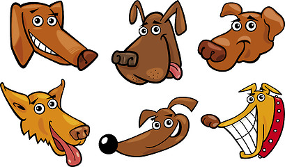 Image showing Cartoon funny dogs heads set