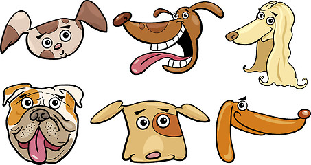 Image showing Cartoon funny dogs heads set