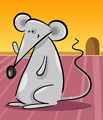 Image showing cute gray mouse cartoon illustration