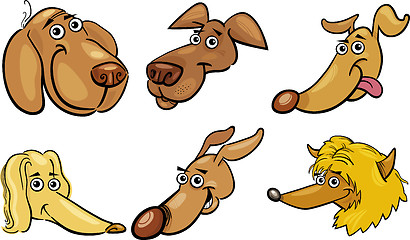 Image showing Cartoon funny dogs heads set