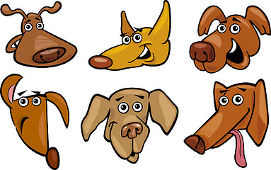 Image showing Cartoon funny dogs heads set