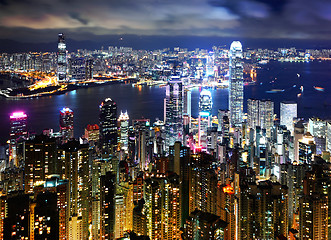 Image showing Hong Kong at night view from peak