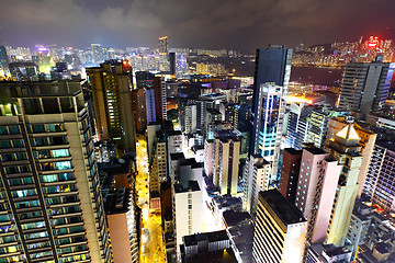 Image showing downtown in Hong Kong view from high at night