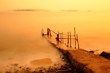 Image showing sunset pier