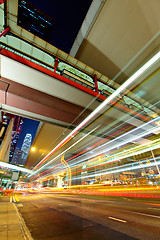 Image showing city in night with busy traffic