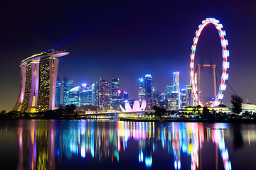 Image showing Singapore city skyline at night