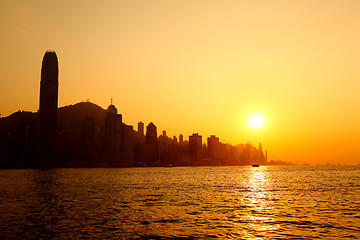 Image showing Hong Kong with heavy smog and sunlight