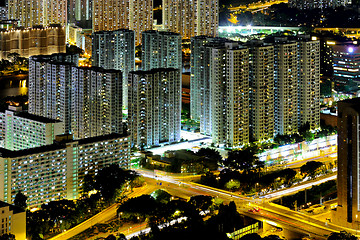 Image showing downtown in Hong Kong view from high at night