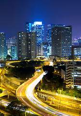 Image showing highway and traffic in city at night