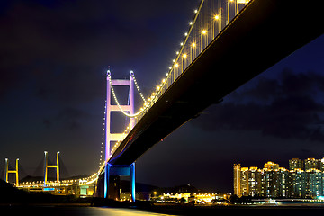 Image showing Tsing Ma Bridge at night