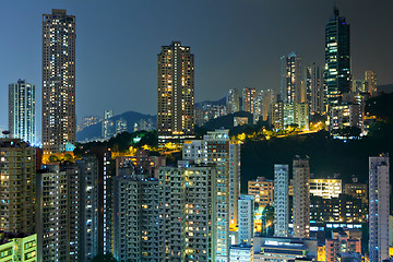 Image showing Hong Kong with crowded buildings at night