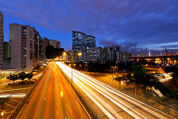 Image showing city in night with busy traffic