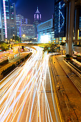 Image showing city in night with busy traffic