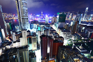 Image showing Hong Kong with many high rise building at night