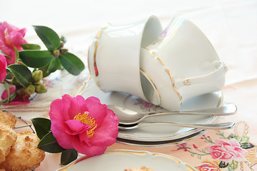 Image showing Camellias And Teacups