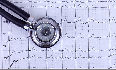 Image showing stethoscope and ecg