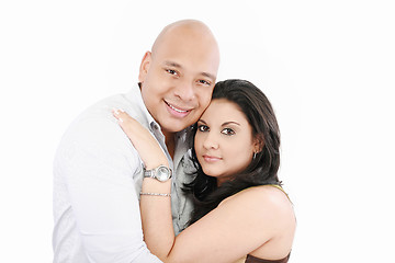 Image showing Portrait of happy couple isolated on white background.