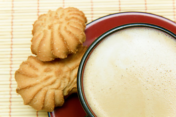 Image showing cup of coffee and cookies