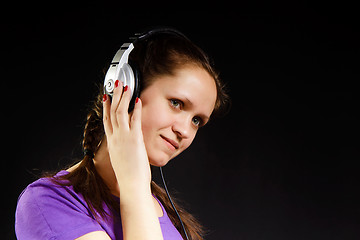 Image showing smiling girl in the headphones