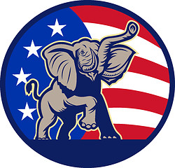 Image showing Republican Elephant Mascot USA Flag