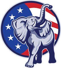 Image showing Republican Elephant Mascot USA Flag