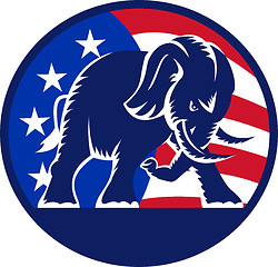 Image showing Republican Elephant Mascot USA Flag