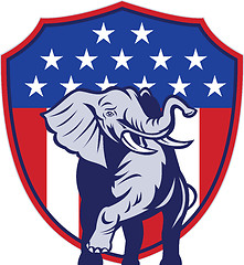 Image showing Republican Elephant Mascot USA Flag