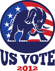 Image showing Republican Elephant Mascot USA Flag