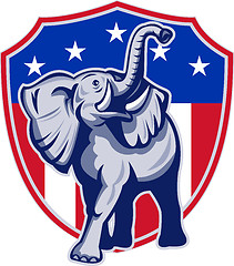 Image showing Republican Elephant Mascot USA Flag