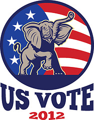 Image showing Republican Elephant Mascot USA Flag