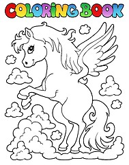 Image showing Coloring book pegasus theme 1