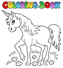 Image showing Coloring book unicorn theme 1