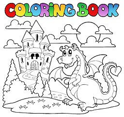 Image showing Coloring book dragon theme image 1
