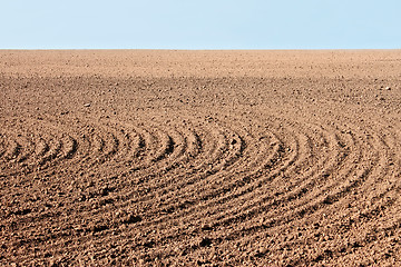 Image showing Furrows on autumn field