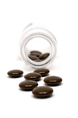 Image showing Bottle of Brown Pills (Front View)