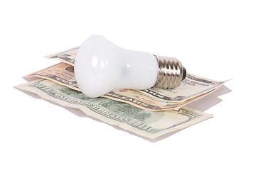 Image showing bulb on dollars