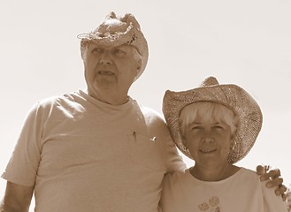 Image showing Senior man and woman with hats