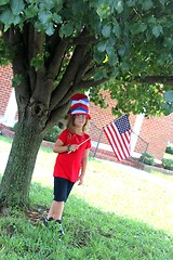 Image showing Pretty girl in 4th of July hat  