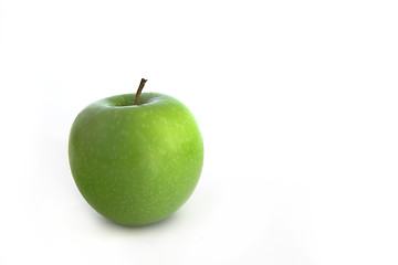 Image showing Grenn Apple with flowers and reflection