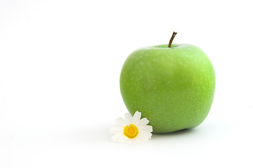 Image showing Grenn Apple with a flowers