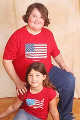 Image showing Portrait of teen boy and sister