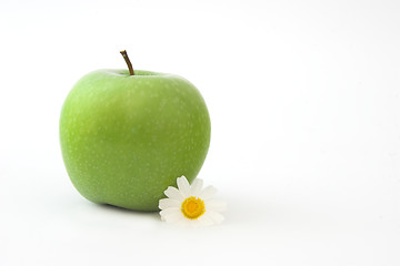 Image showing Grenn Apple with a flower
