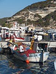 Image showing Bonifacio harbor, august 2012, fishing boat