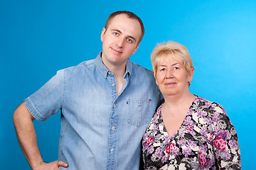 Image showing portrait of mother and son in a studio